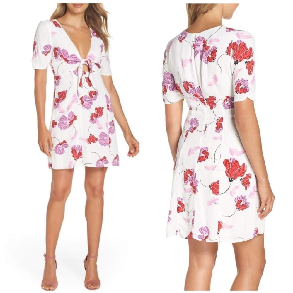 Bardot Stencil Flower Knot Front Dress